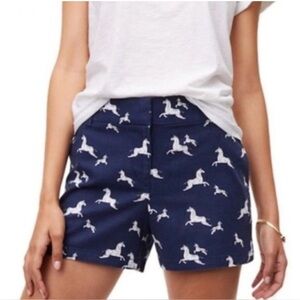 NWT LOFT The Riviera Short Blue and White Horse Print